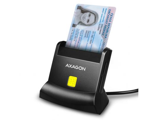 ID kortelių skaitytuvas AXAGON CRE-SM2, universalus stacionarus USB kontaktinis Smart/ID ir SD/microSD/SIM, USB 2.0/USB 1.1