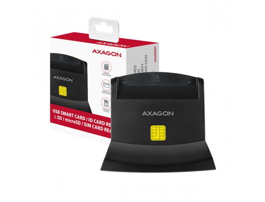 ID kortelių skaitytuvas AXAGON CRE-SM2, universalus stacionarus USB kontaktinis Smart/ID ir SD/microSD/SIM, USB 2.0/USB 1.1