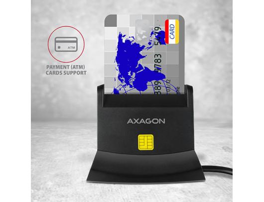 ID kortelių skaitytuvas AXAGON CRE-SM2, universalus stacionarus USB kontaktinis Smart/ID ir SD/microSD/SIM, USB 2.0/USB 1.1