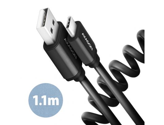 Kabelis AXAGON BUCM-AM20TB, Twister, USB Type-C, USB Type-A, juodas