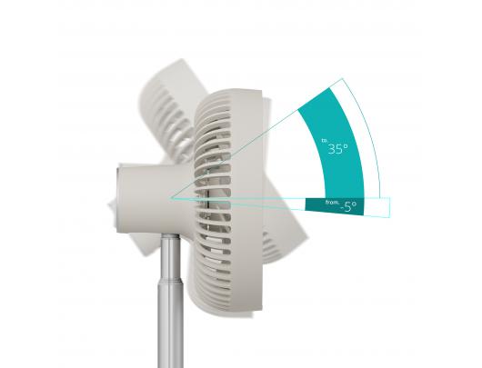 Ventiliatorius Duux Rize Flex, 21 cm skersmens, 4 greičiai, su oscilacija, 10 W, pilkšvai rudas.