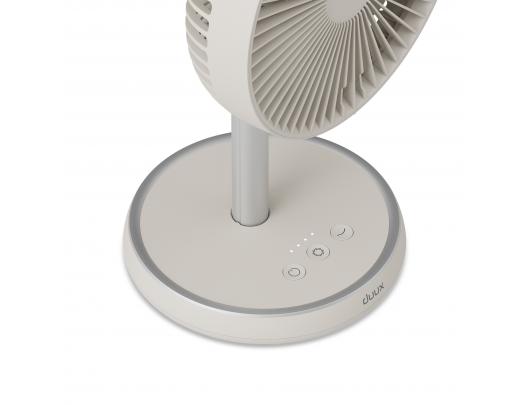 Ventiliatorius Duux Rize Flex, 21 cm skersmens, 4 greičiai, su oscilacija, 10 W, pilkšvai rudas.