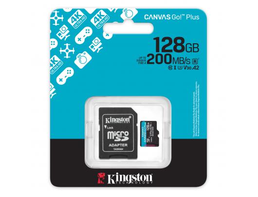 Atminties kortelė Kingston Canvas Go! 128GB microSDXC UHS-I Atminties kortelė Greičio klasė A2 / Vaizdo klasė V30 / UHS-I U3 / Klasė10