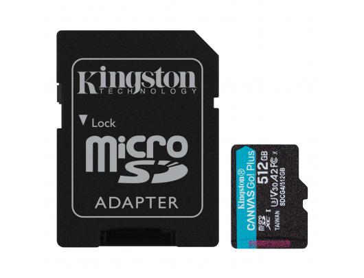 Atminties kortelė Kingston Canvas Go! 512GB microSDXC UHS-I Atminties kortelė Greičio klasė A2 / Vaizdo klasė V30 / UHS-I U3 / Klasė 10