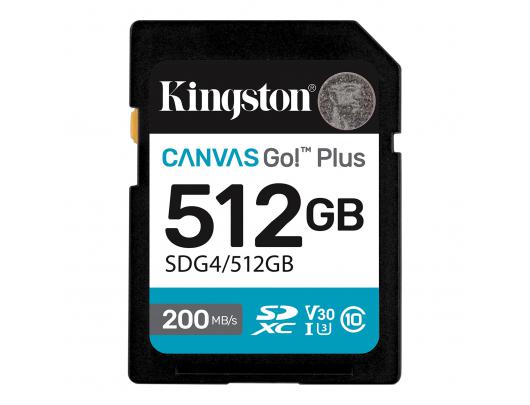 Atminties kortelė Kingston Canvas Go! 512GB SDXC UHS-I Atminties kortelė Greičio klasė Vaizdo klasė V30 / UHS-I U3 / Klasė10