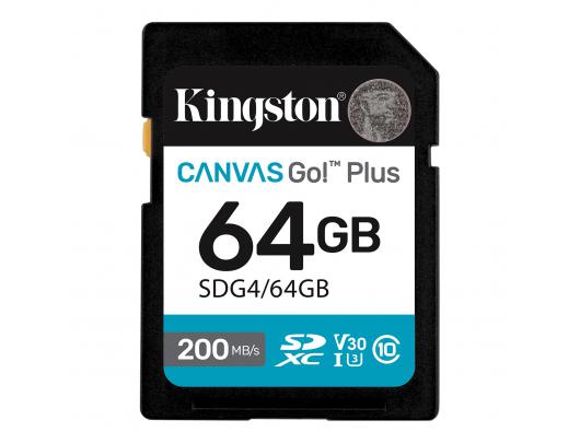 Atminties kortelė Kingston Canvas Go! 64GB SDXC UHS-I Atminties kortelė Greičio klasė Vaizdo klasė V30 / UHS-I U3 / Klasė10