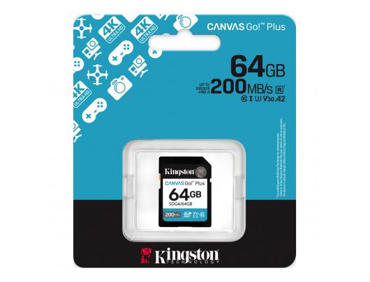 Atminties kortelė Kingston Canvas Go! 64GB SDXC UHS-I Atminties kortelė Greičio klasė Vaizdo klasė V30 / UHS-I U3 / Klasė10