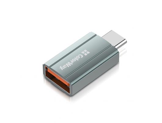 Adapteris ColorWay USB-A į Type-C, pilkas