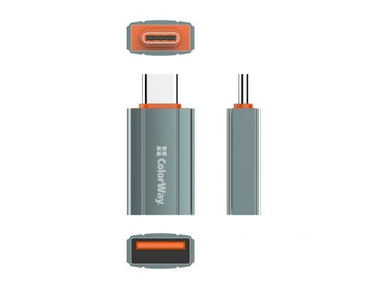 Adapteris ColorWay USB-A į Type-C, pilkas