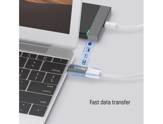 Adapteris ColorWay USB-A į Type-C, pilkas