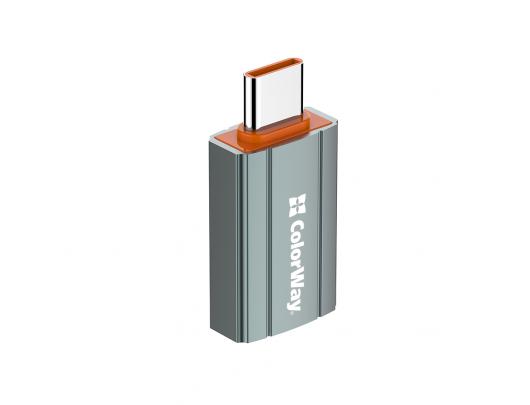 Adapteris ColorWay USB-A į Type-C, pilkas