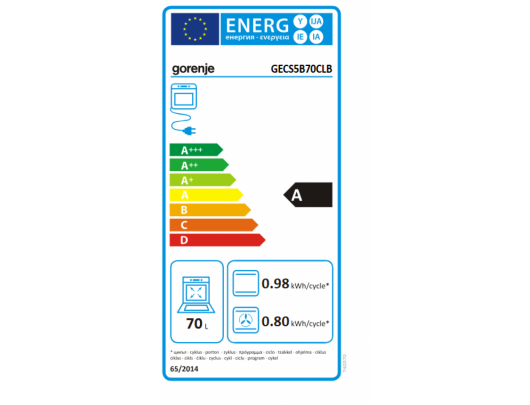 Viryklė Gorenje GECS5B70CLB, kaitlentė vitrokeraminė, orkaitė elektrinė, juoda.