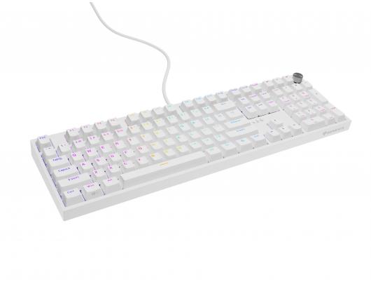 Klaviatūra Genesis Thor 404, mechaninė, laidinė, US, USB, Outemu Peach Silent, balta