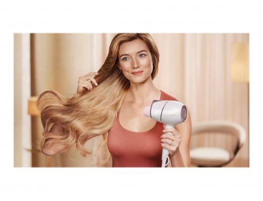 Plaukų džiovintuvas Philips BHD628/00 Prestige, SenseIQ, 1800 W, 3 temperatūros nustatymai, joninė funkcija, difuzoriaus antgalis, balta/rožinė.