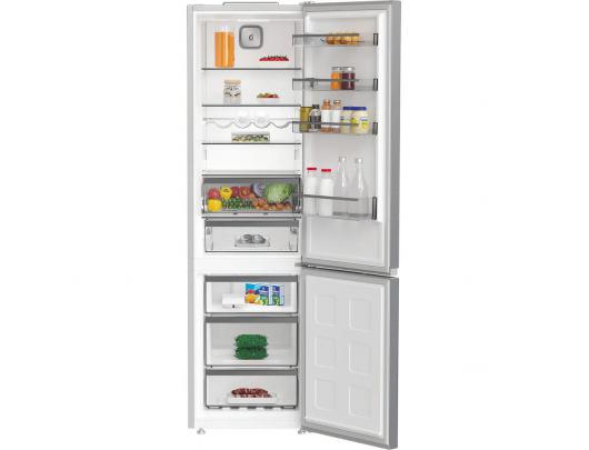 Šaldytuvas Whirlpool WHK 26402 XP4E, laisvai pastatomas, 203.5 cm, apačioje šaldiklis, 249/106 l, klasė E, sidabrinis.