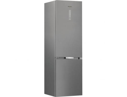 Šaldytuvas Whirlpool WHK 26402 XP4E, laisvai pastatomas, 203.5 cm, apačioje šaldiklis, 249/106 l, klasė E, sidabrinis.