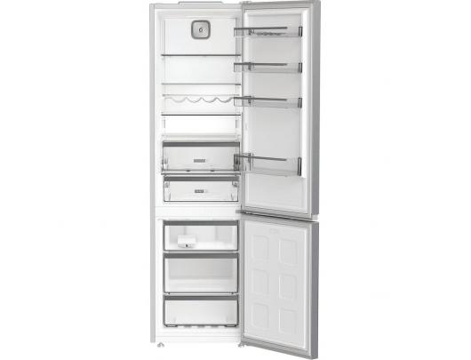Šaldytuvas Whirlpool WHK 26402 XP4E, laisvai pastatomas, 203.5 cm, apačioje šaldiklis, 249/106 l, klasė E, sidabrinis.