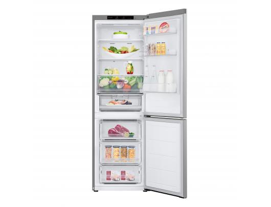 Šaldytuvas LG GBV3100EPY, laisvai pastatomas, 186 cm, apačioje šaldiklis, 234 l šaldytuvo, 110 l šaldiklio talpa, automatinis atitirpinimas, klasė E, sidabrinis.