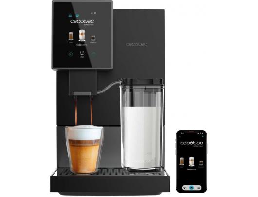 Kavos aparatas Cecotec Cremmaet Compactccino Connected, 19 barų pompos slėgis, įmontuotas pieno putų plakiklis, super-automatinis, juodas