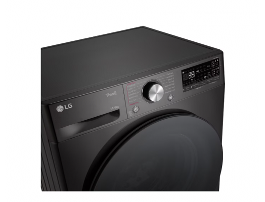 Skalbyklė-džiovyklė LG F4DR711S2BA, A/D, priekinis pakrovimas, 11 kg, 1400 RPM, 57x60 cm, TFT ekranas, džiovinimas 6 kg, garų funkcija, Wi-Fi, juoda.