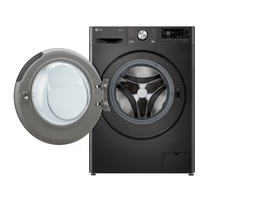 Skalbyklė-džiovyklė LG F4DR711S2BA, A/D, priekinis pakrovimas, 11 kg, 1400 RPM, 57x60 cm, TFT ekranas, džiovinimas 6 kg, garų funkcija, Wi-Fi, juoda.