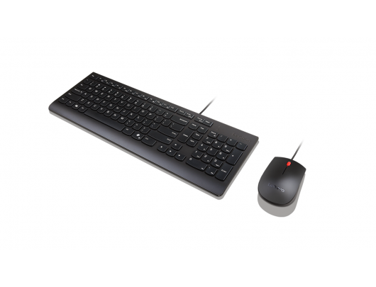 Klaviatūra ir pelė Lenovo Essential, laidinė, lietuviška, juoda