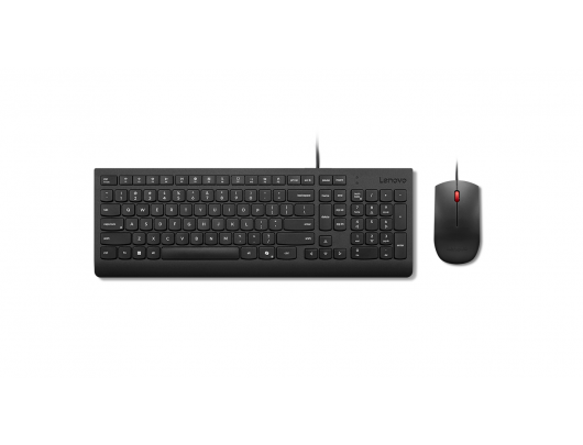 Klaviatūra ir pelė Lenovo Essential, laidinė, lietuviška, juoda