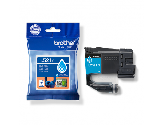 Rašalo kasetė Brother LC521C, 500 puslapių, žydra