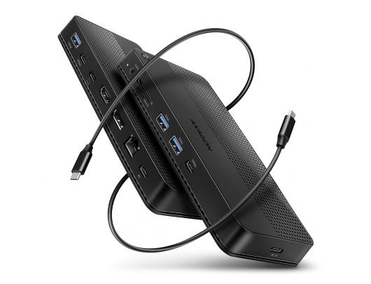 Jungčių stotelė AXAGON USB4 40Gbps DUAL 4K DISPLAY 12in1, juodas