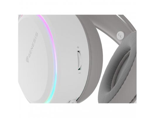 Ausinės Genesis Neon 613 G2, laidinės, ant ausų, su mikrofonu, baltos